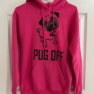 Women’s Pug Off Bright Pink NWOT Hoodie Size Small